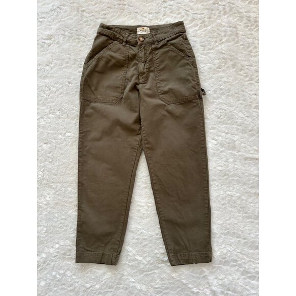 Marine Layer Womens Olive Green Cargo Pants Size 4 Cotton Blend Relaxed Cropped - Picture 1 of 6
